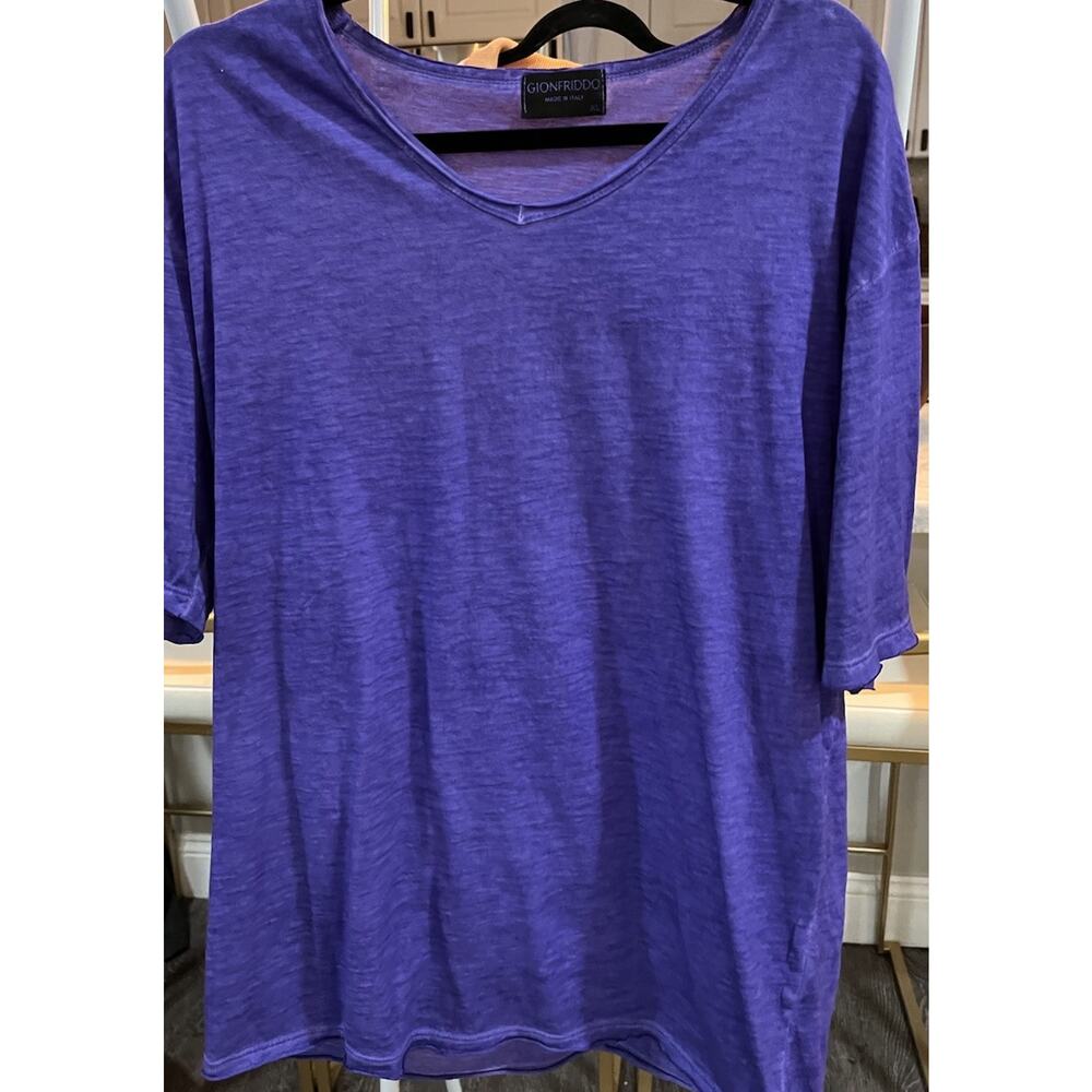NEW Gionfriddo Men's Italian 100% Cotton Crew Neck Purple T-shirt Size XL